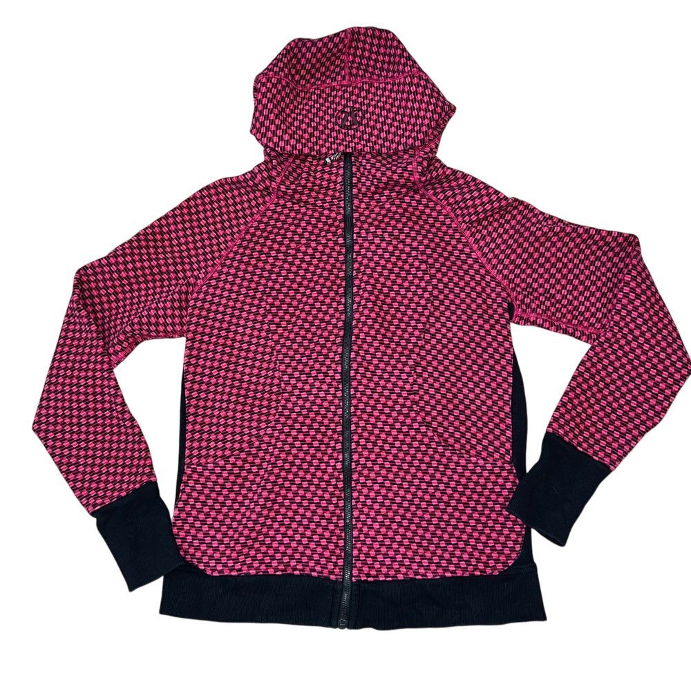 Lululemon Women's Scuba Hoodie Deep Dive Berry Rumble Geometric Print Size 12
